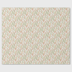 Papel De Presente Padrão de Folha Botânica Pastel