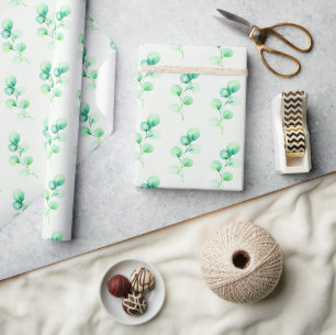 Papel De Presente Padrão de Folha de Aquarela Verde