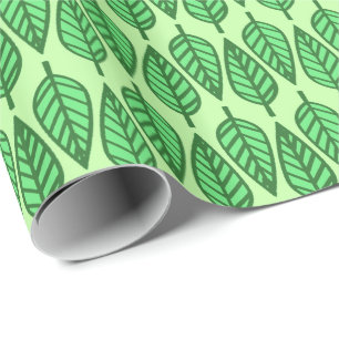 Papel De Presente Padrão de folha de faia - Sombras de verde limão