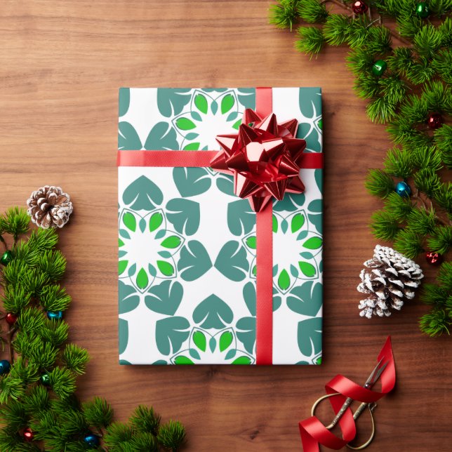 Papel De Presente Padrão De Folha, Padrão De Folhas, Folhas Verdes (Presente de Natal)