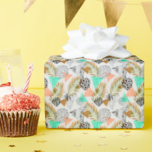 Papel De Presente Padrão de Folha Tropical abstrato Geométrico