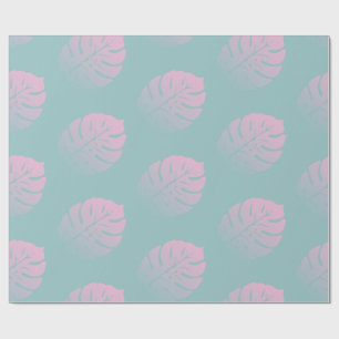 Papel De Presente Padrão de Folha Tropical Monstera de Gradiente Su