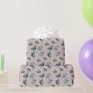 Papel De Presente Padrão de Folha Verde Aquarela