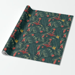 Papel De Presente Padrão de Folhagem Tropical