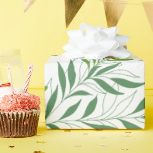 Papel De Presente Padrão de Folhagem Verdejante Elegante Verde e Bra