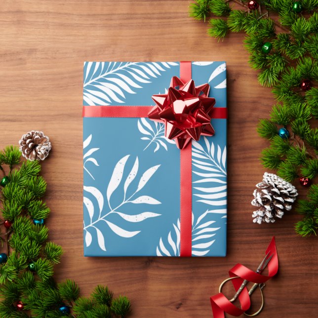 Papel De Presente Padrão de Folhas 13 (Presente de Natal)