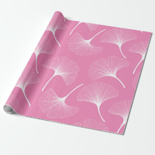 Papel De Presente Padrão de folhas de abstrato branco e rosa