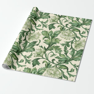 Papel De Presente Padrão de folhas de acanto verde-escuras ornamenta