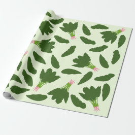 Papel De Presente Padrão de Folhas de Espinafre Verde