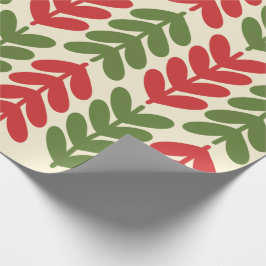 Papel De Presente Padrão de Folhas de Natal escandinavas