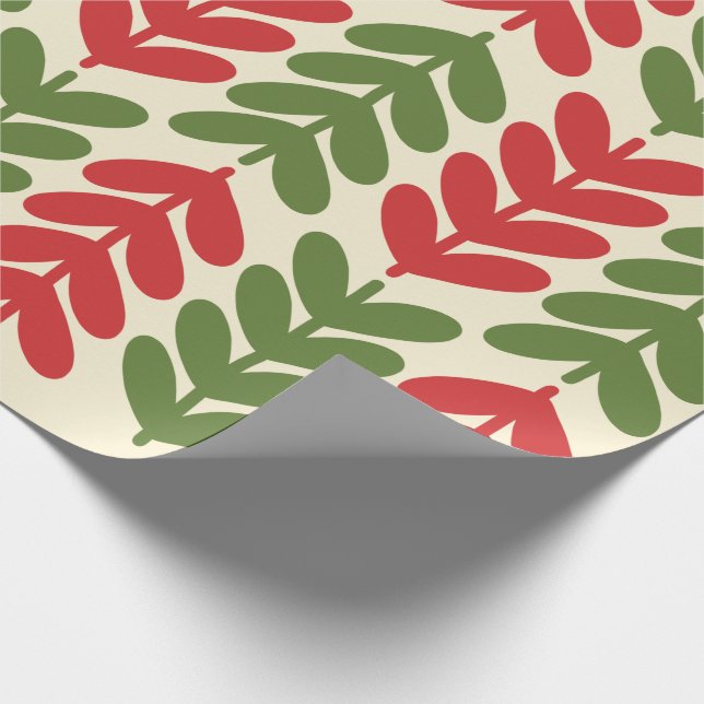 Papel De Presente Padrão de Folhas de Natal escandinavas (Ponta)