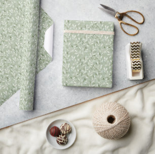 Papel De Presente Padrão de Folhas de Oliveira Elegantes