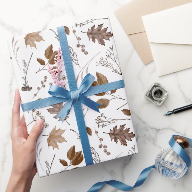 Papel De Presente Padrão de Folhas de outono (Presentear)