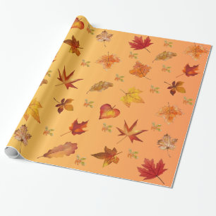 Papel De Presente Padrão de Folhas de outono