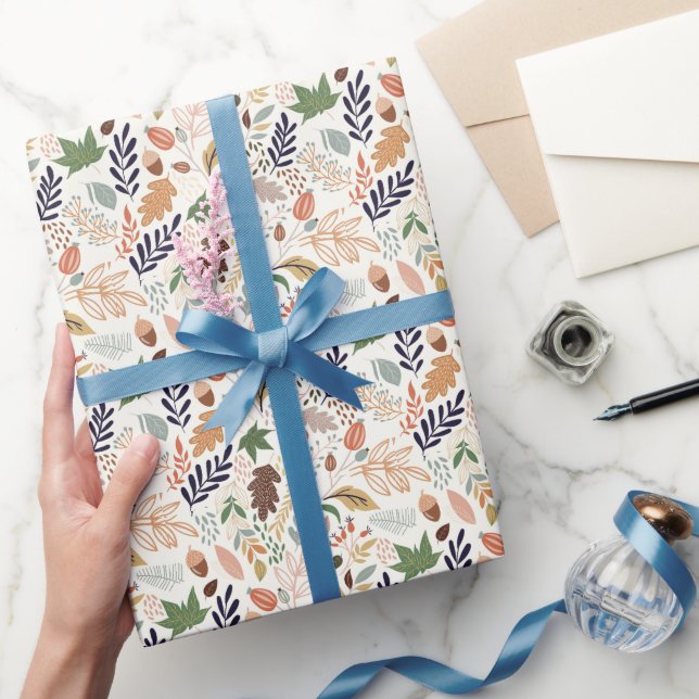 Papel De Presente Padrão de Folhas de outono (Presentear)