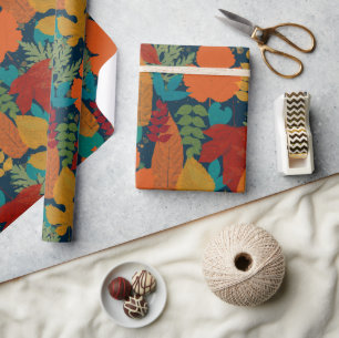 Papel De Presente Padrão de Folhas de outono
