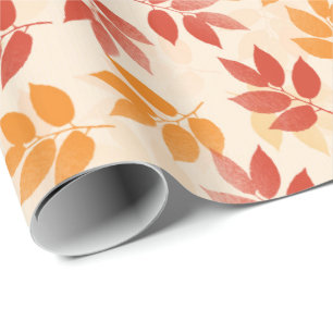 Papel De Presente Padrão de Folhas de outono
