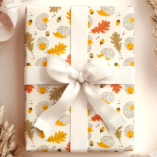 Papel De Presente Padrão de Folhas de Outono Floral de Queda de Porc