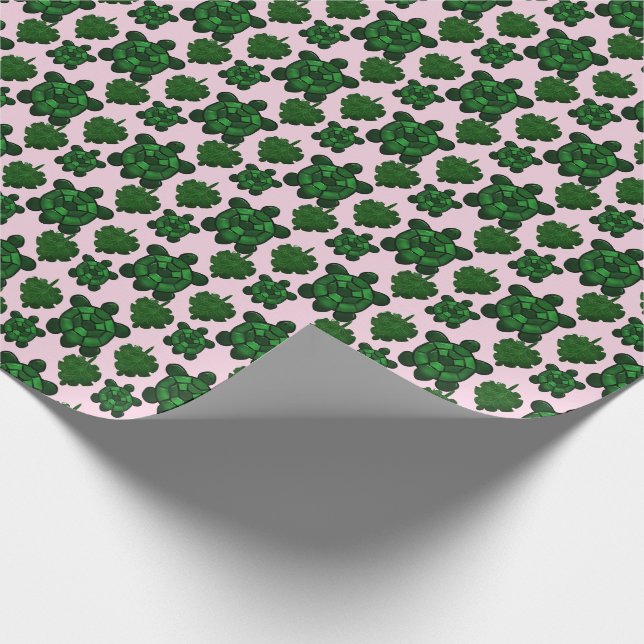 Papel De Presente Padrão de folhas de tartaruga fofa e monstera (Ponta)