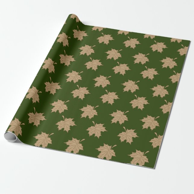 Papel De Presente Padrão de Folhas Rústicas (Desenrolado)