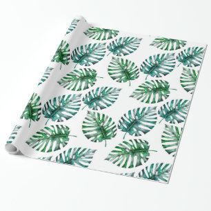 Papel De Presente Padrão de Folhas Tropicais de Aloha Monstera