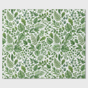 Papel De Presente Padrão de Folhas Tropicais em Aquarela