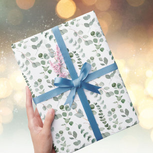 Papel De Presente Padrão de Folhas Verdes Tropicais Eucalyptus