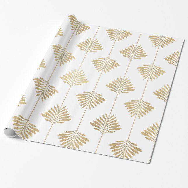Papel De Presente Padrão de Folhetos Estilizados da Elegante Art-Dec (Desenrolado)