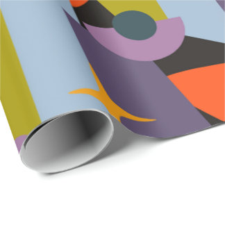 Papel De Presente Padrão de Formas Atômicas Coloridas e Ousadas dos