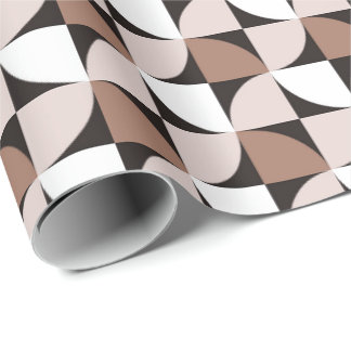 Papel De Presente Padrão de Formas Atômicas dos Anos 50 Retrô Marrom