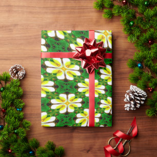 Papel De Presente Padrão de Frangipani Amarelo