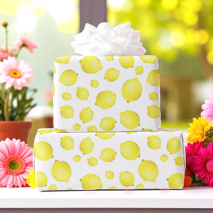 Papel De Presente Padrão de Fruta de limão branco amarelo