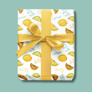 Papel De Presente Padrão de Fruta de Limão e Limão