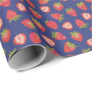 Papel De Presente Padrão de Fruta de morango