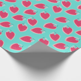Papel De Presente Padrão de Fruta de morango