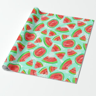Papel De Presente Padrão de fruta de tendências. Sermelão-de-águ