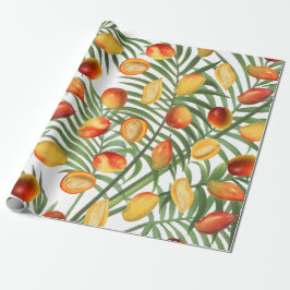 Papel De Presente Padrão de Fruta de Verão Vintage Mango & Greenery