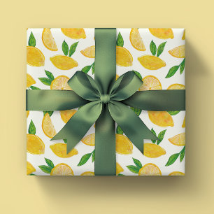 Papel De Presente Padrão de fruta limão cítrico