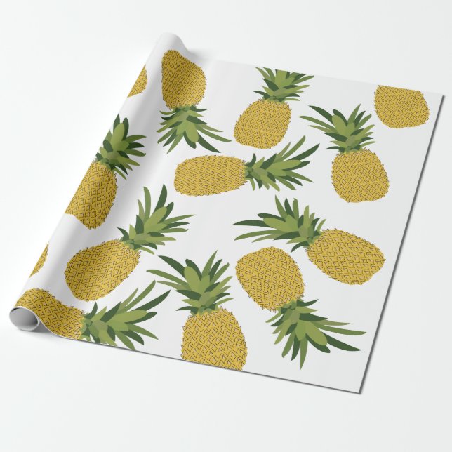 Papel De Presente Padrão de Fruta tropical do abacaxi (Desenrolado)