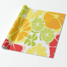 Papel De Presente Padrão de Frutas Cítricas