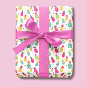 Papel De Presente Padrão de Frutas de Verão de Abacaxi Tropical