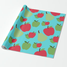 Papel De Presente padrão de frutas peras e maçãs