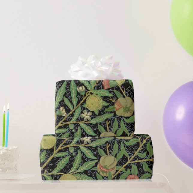 Papel De Presente Padrão de Frutas Romã Escura de William Morris (Presentes para festas)