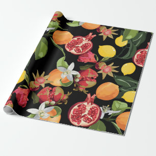 Papel De Presente Padrão de Frutas Tropicais. Backgroun Exótico