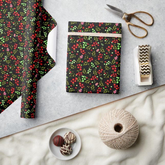 Papel De Presente Padrão de Frutas Vermelhas (Artesanato)