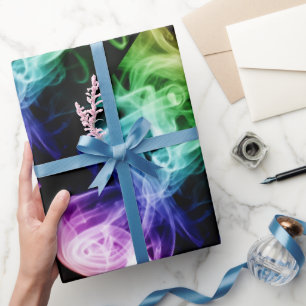 Papel De Presente Padrão de fumaça Abstrato azul-roxo brilhante ve