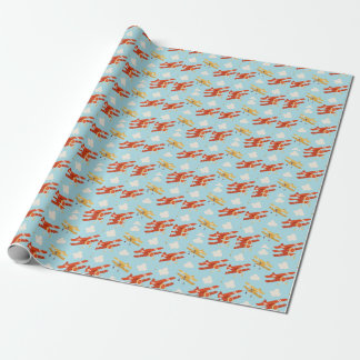 Papel De Presente Padrão de Fundo das Nuvens de Planes de Vintagem