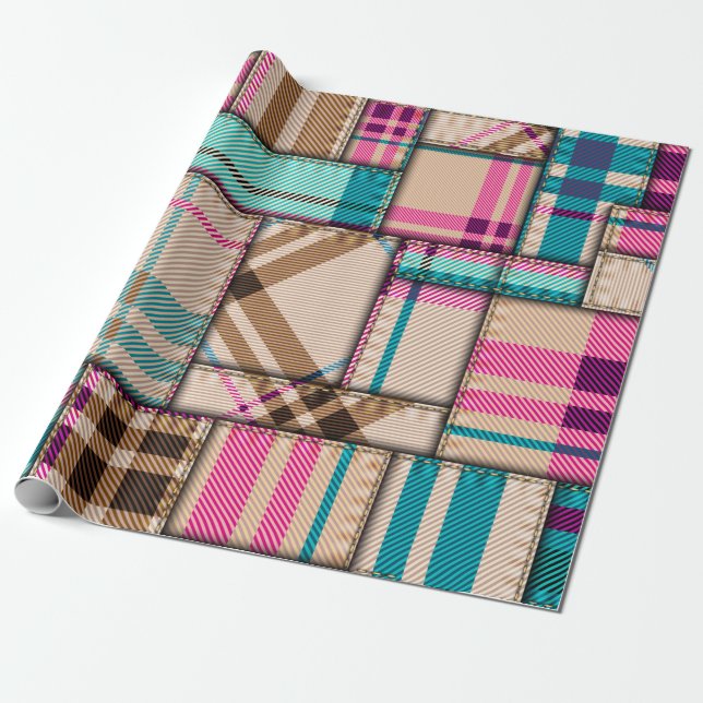 Papel De Presente Padrão de fundo sem costura. Padrão de patch com (Desenrolado)