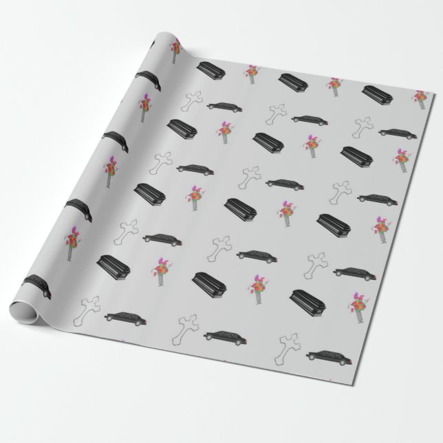 Papel De Presente Padrão de funeral cinza (Desenrolado)