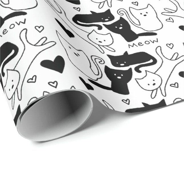 Papel De Presente Padrão de Galore do gatinho (Ponta do rolo)